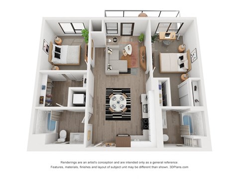 Two bedroom floor plan The Mansion_C2